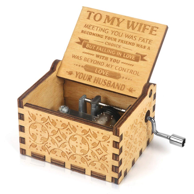 BOOB Wood Music Box Hand Crank Vintage Musical Box-You are My Sunshine Cute Antique Vintage Nice Gift to My Wife from Husband Valentine's Day Anniversary Birthday - Image 1